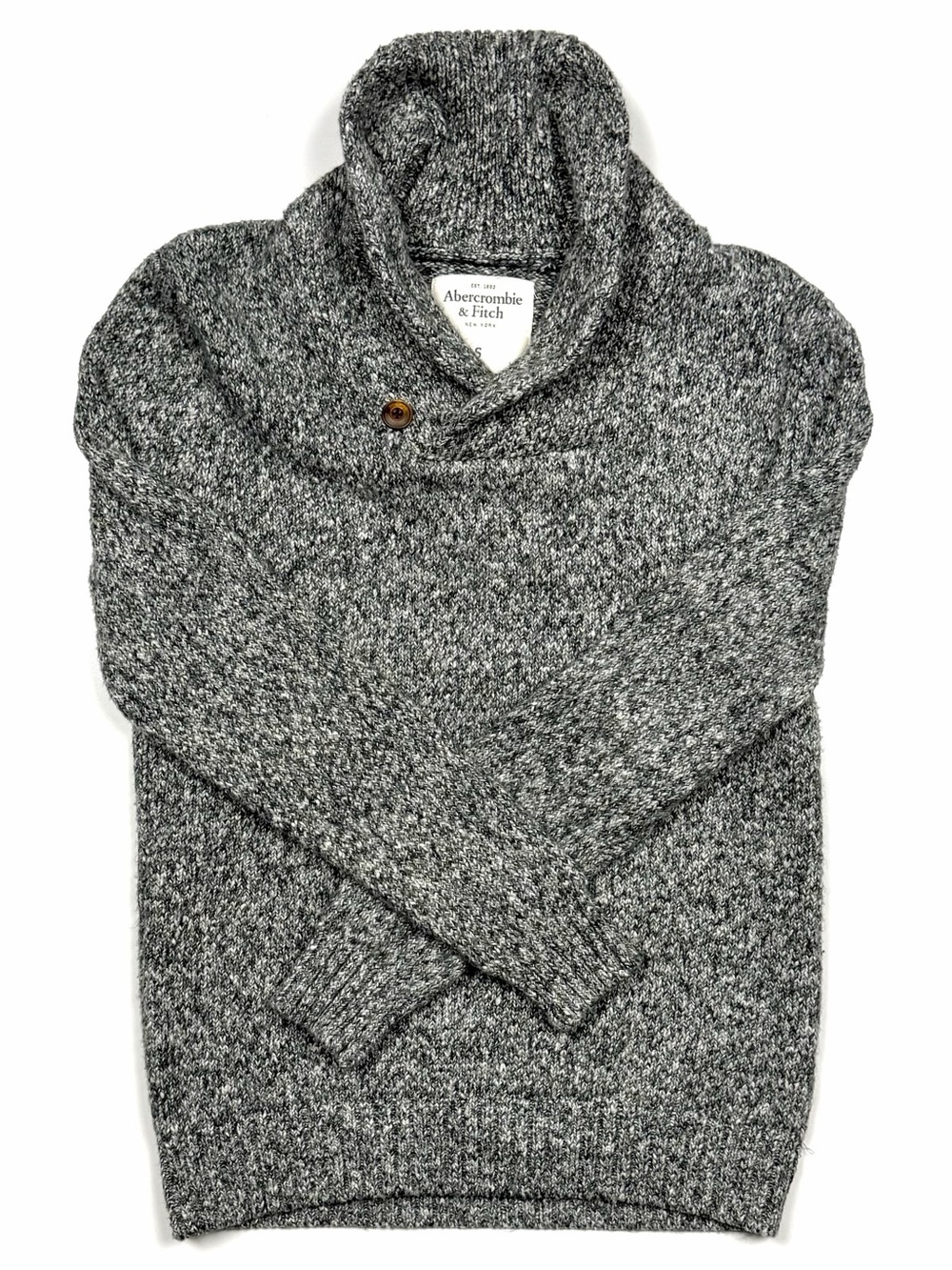Abercrombie & Fitch Men’s Small Gray Shawl Collar Knit Sweater